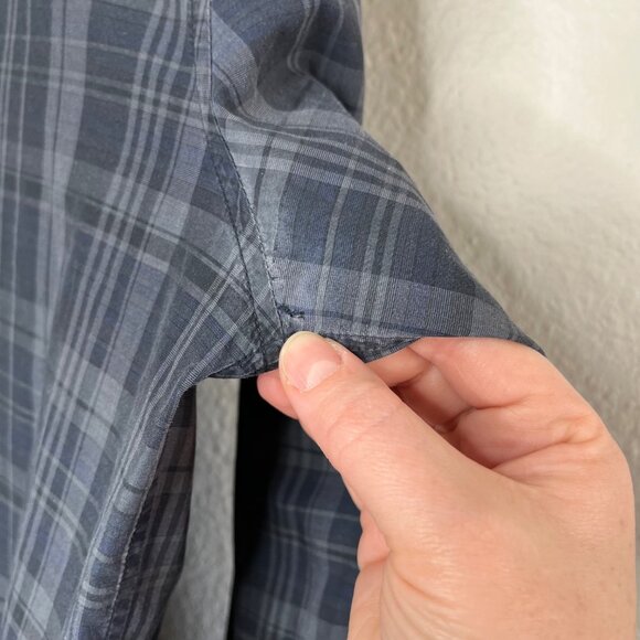 John Varvatos Mens Blue Plaid Long-Sleeve Cotton Button-Up Shirt Size Small - Picture 12 of 12
